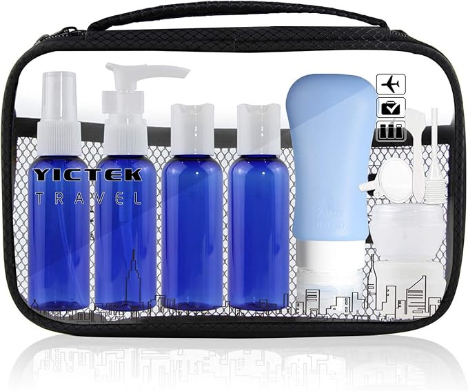 YICTEK Empty Plastic Travel Bottles Containers, TSA Approved Travel Size Toiletries Tubes Kit for... | Amazon (US)