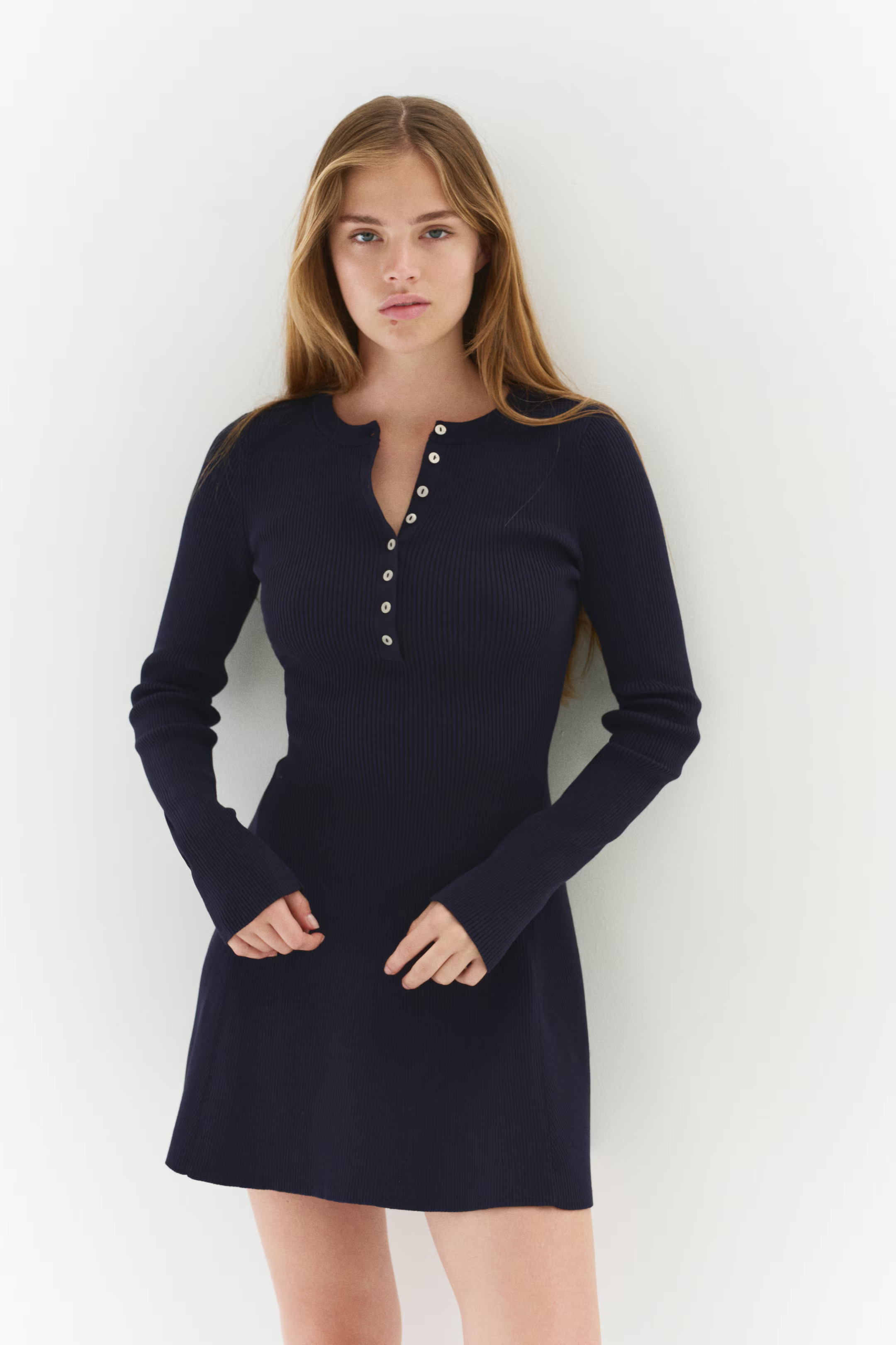 Rib-Knit Dress with Flared Skirt | H&M (US + CA)