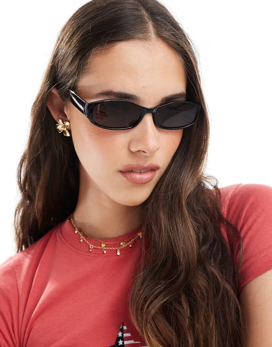 Aire Caellum slim rectangle sunglasses with brown smoke lens in black | ASOS (Global)