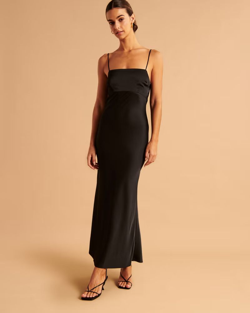 Women's Satin Cowl Back Slip Midi Dress | Women's Best Dressed Guest - Party Collection | Abercro... | Abercrombie & Fitch (US)
