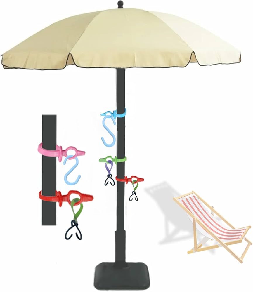 Umbrella Hook Beach Accessories for Vacation Must Haves Essentials,Trip Gear Set of 4 with 6 Hook... | Amazon (US)