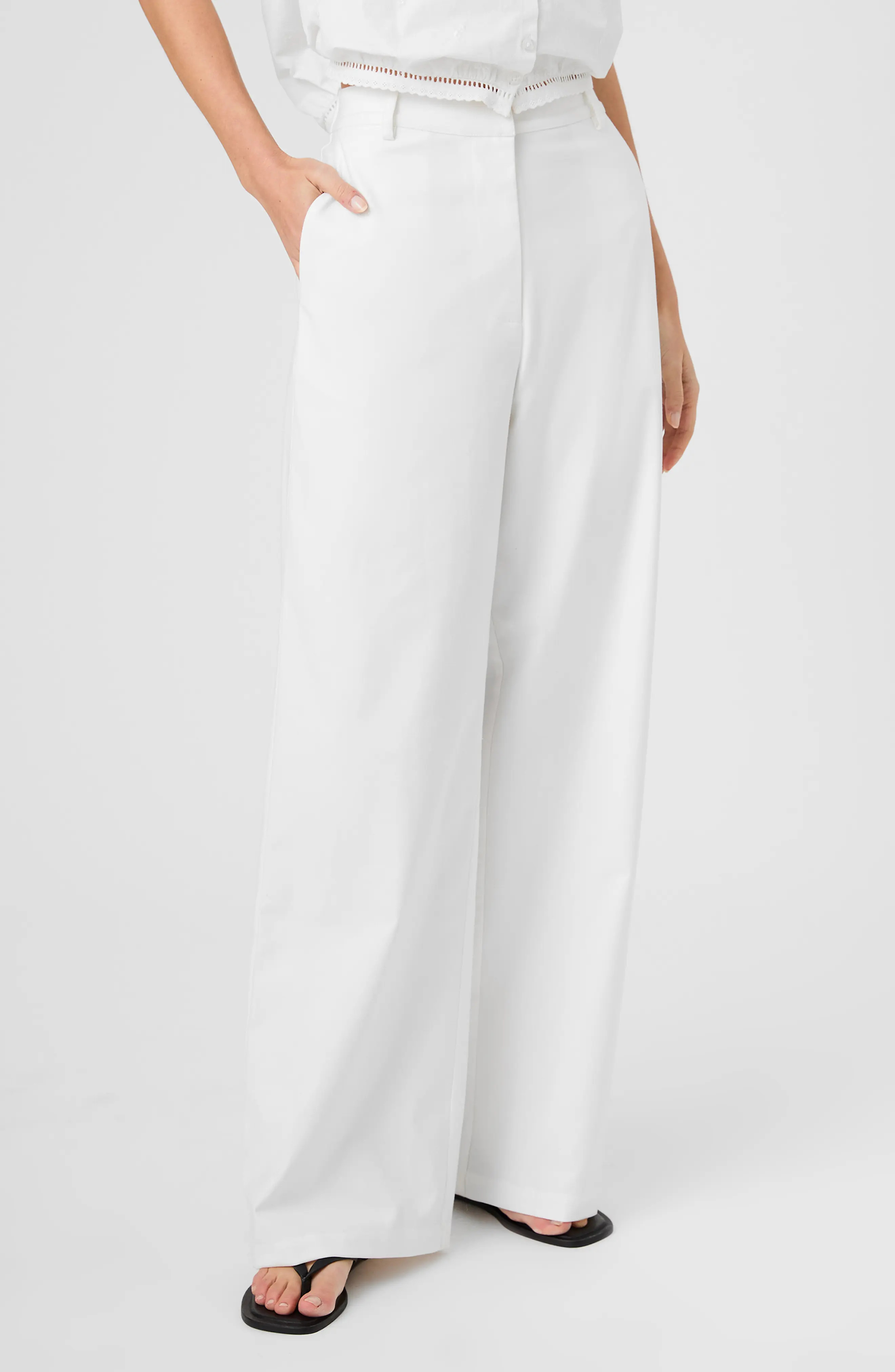 French Connection Wide Leg Twill Pants (Women) | Nordstrom | Nordstrom