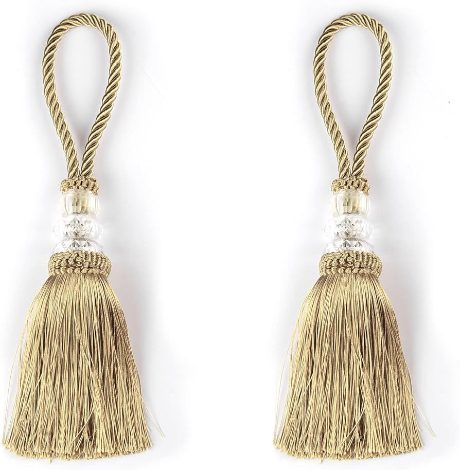 2 Pack Gold Tassel Key Tassel with Loops, Door Knob Tassel Large Handmade Tassel Craft, DIY Acces... | Amazon (US)
