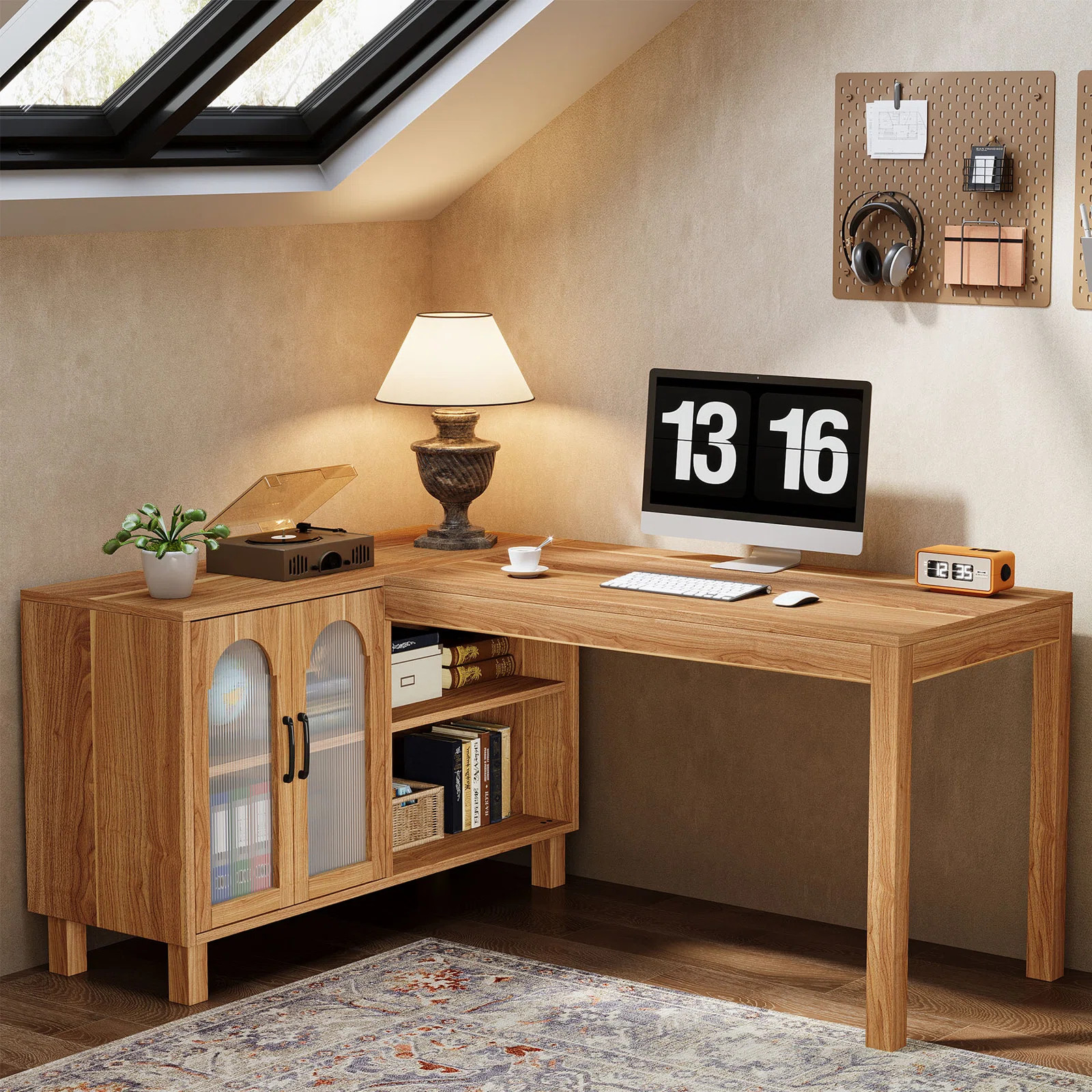 L Shaped Desk With Storage Cabinet, 59 Inch Corner Computer Desk Home Office Desk | Wayfair North America