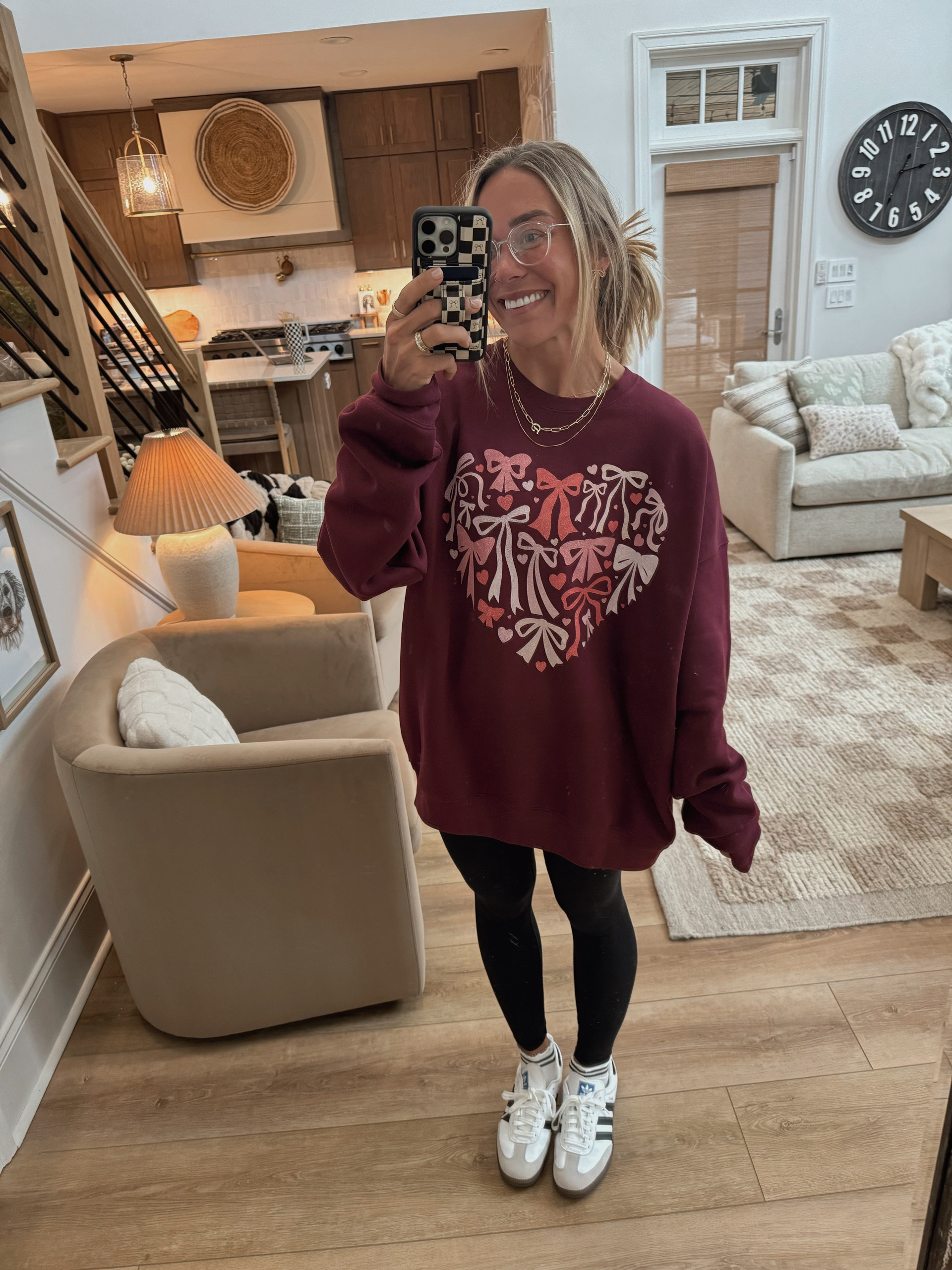 Cutie Valentine’s Day graphics find from Mountain Moverz❤️💋 wearing the XL for an oversized fit! Code HOLLEY25 works for 25% off this weekend! 

Leggings / S, shoes - tts in samba originals! My prescription glasses 👓 are SOOOO old but I linked the ones I normally wear!  

Casual / comfy / cute / cozy style / adidas / amazon / Holley Gabrielle / ootd / vday

#LTKFindsUnder100 #LTKSaleAlert #LTKSeasonal