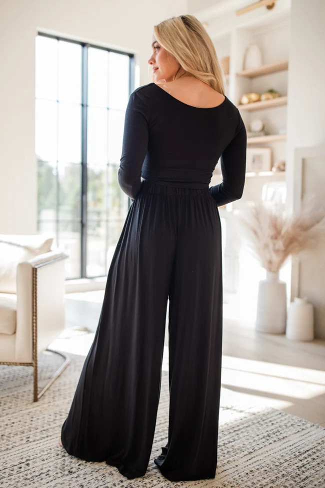 Upgrade You Casual Two Piece Long Sleeve Black Set | Pink Lily