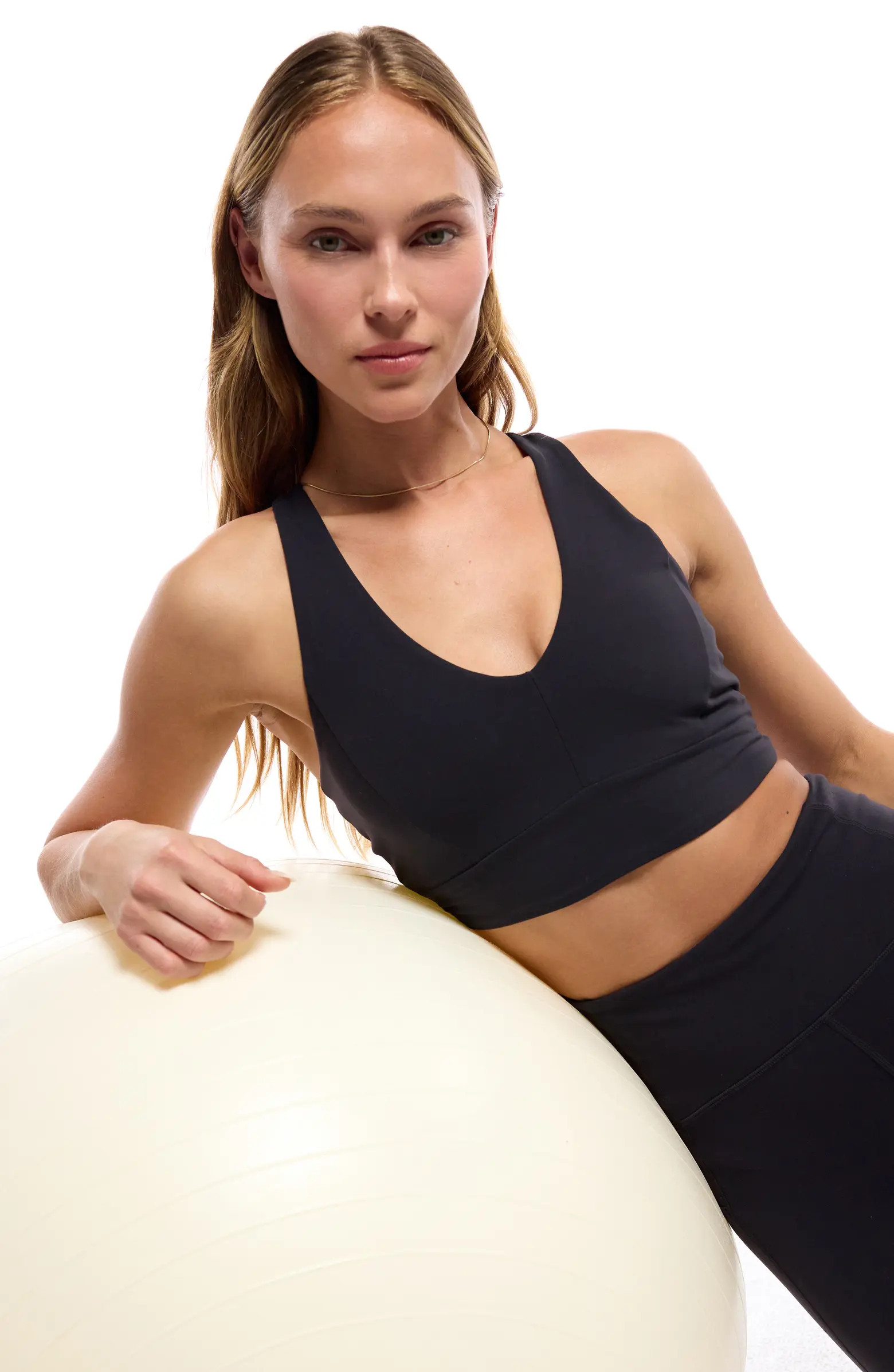 Zella Studio Luxe V-Neck Racerback Sports Bra | Nordstrom | Nordstrom