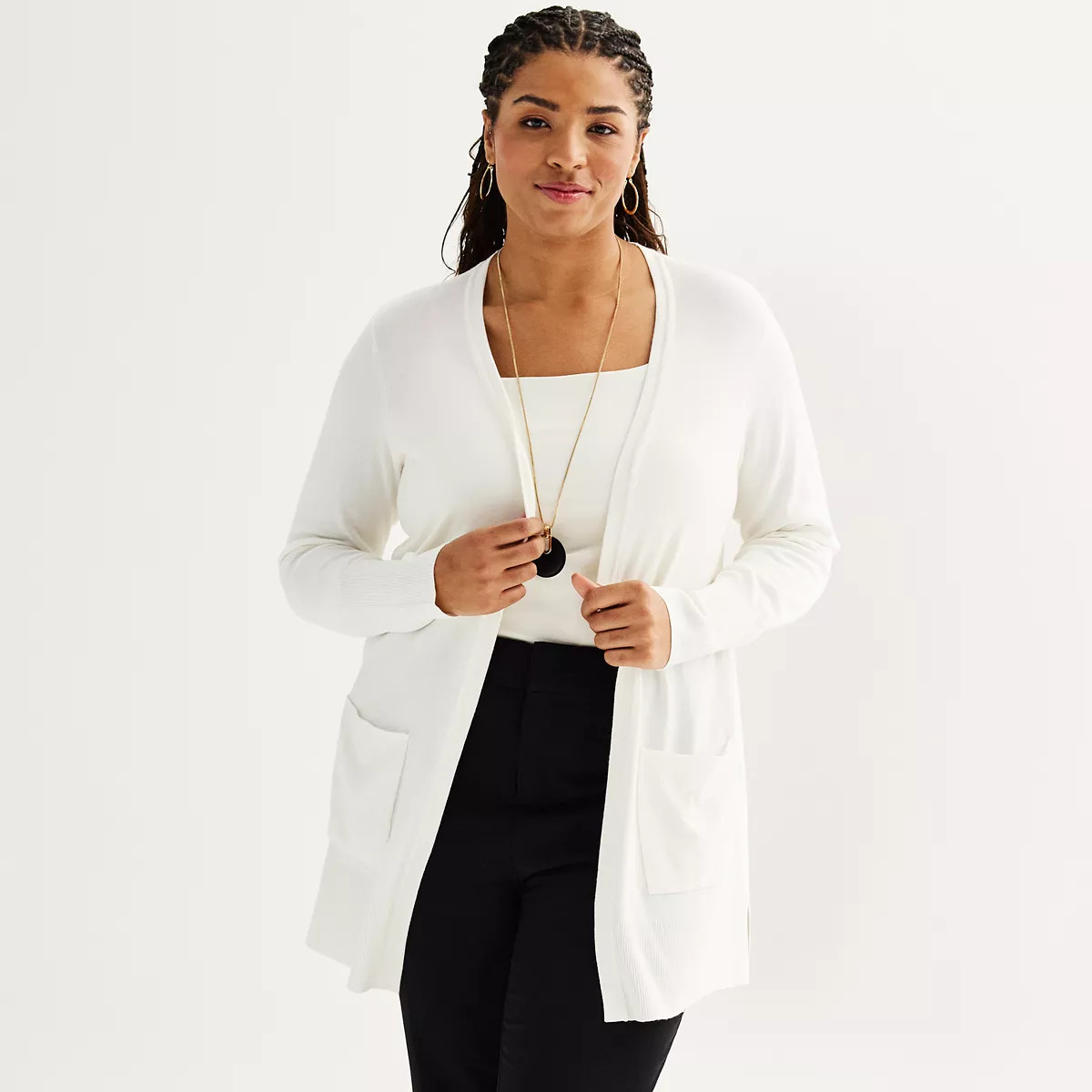 Plus Size Nine West Essential Pocketed Cardigan | Kohl's