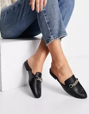 Qupid trim loafer mules in black | ASOS (Global)