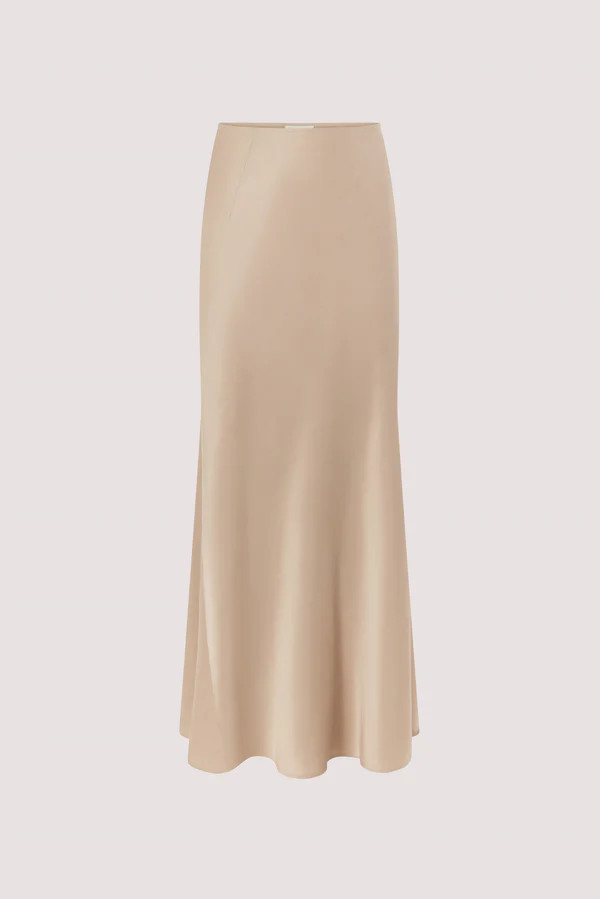 JULIETTE GOLD SILK MIDI SKIRT | DISSH