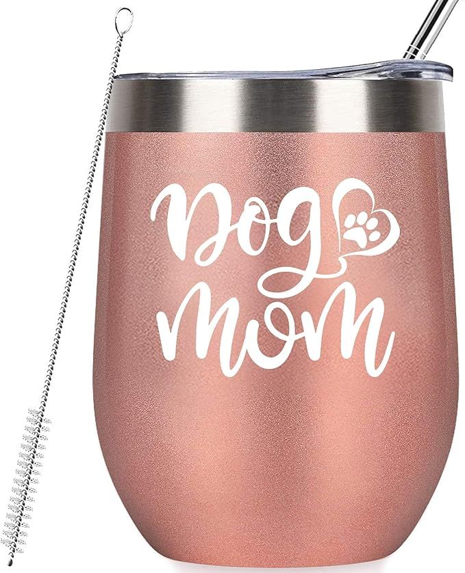 Tom Boy Dog Mom Wine Tumbler - Dog Lover Gifts for Women - Stainless Steel with Lid and Straw 12o... | Amazon (US)