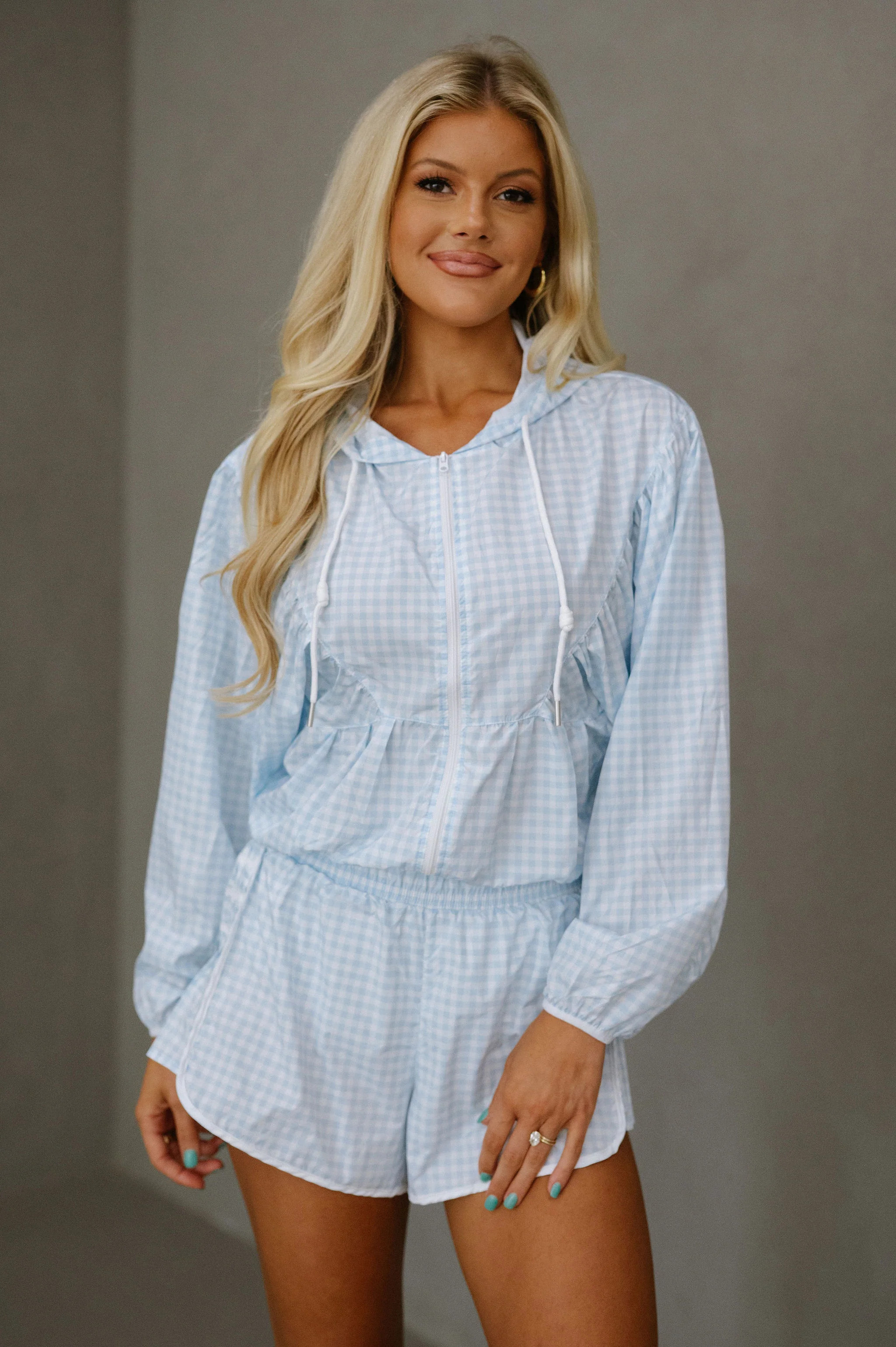 Daisy Boxer Shorts Set-Blue Gingham | These Three