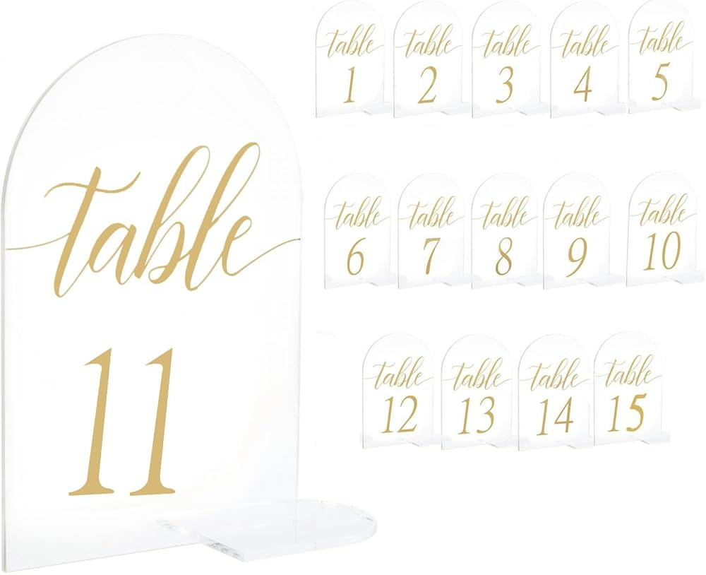 Acrylic Sign Gold Printed Table Numbers, Wedding Table Number for Wedding Reception Hotals Acryli... | Amazon (US)