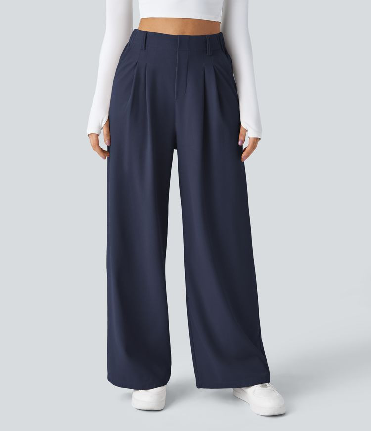Women’s Halara Flex™ High Waisted Side Pocket Wide Leg Waffle Work Pants - Halara | HALARA