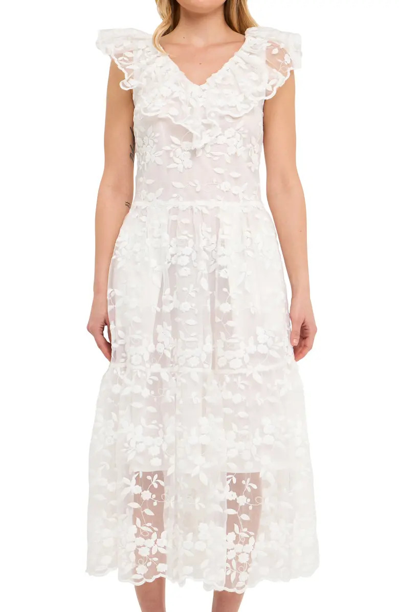 Floral Organza Midi Dress | Nordstrom
