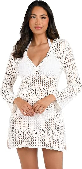 La Blanca womens Long Sleeve Mini Dress Swimsuit Cover Up | Amazon (US)