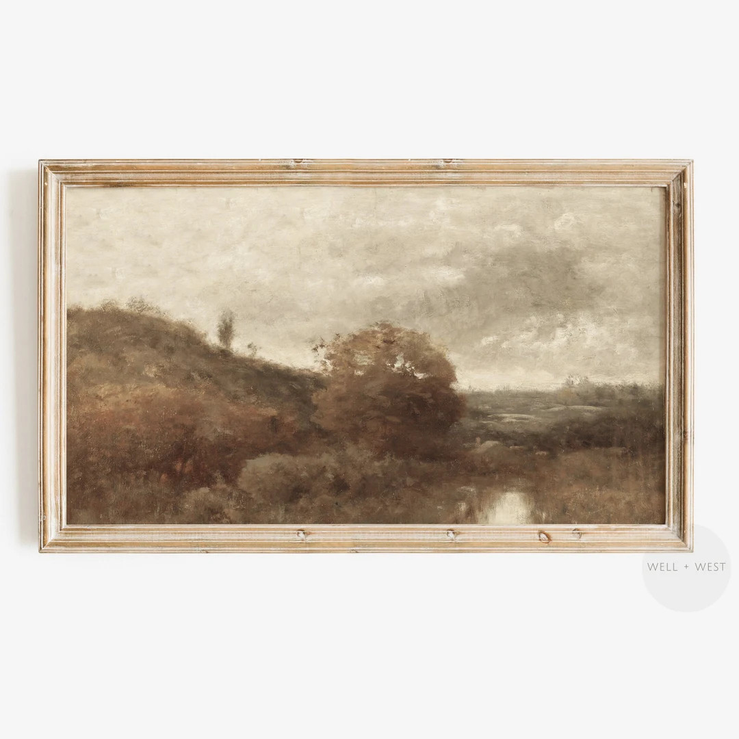 Fall Samsung Frame TV Art | Moody Autumn Landscape Painting | Muted Fall Landscape Painting | Aut... | Etsy (US)
