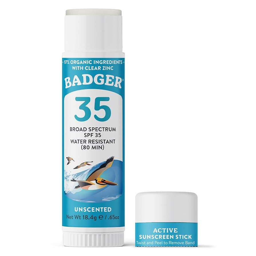Badger Mineral Sunscreen Face Stick SPF 35, 97% Organic Unscented Zinc Oxide Travel Sunscreen, Co... | Amazon (US)