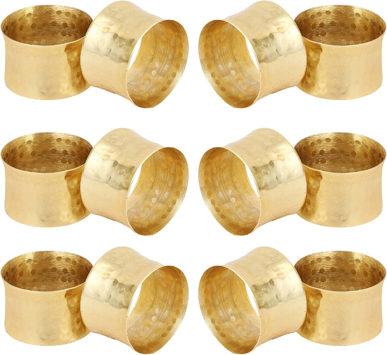 Handmade Round Hammered Golden Napkin Rings Holder for Dinning Table Parties Everyday, Set of 12 | Amazon (US)