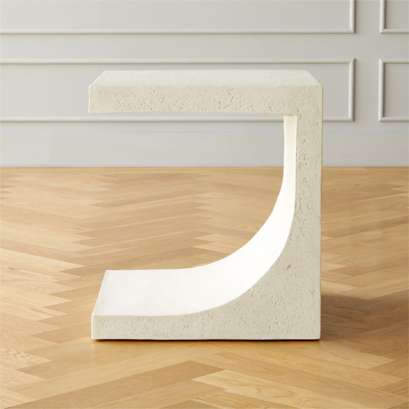 Slope White Cement Side Table + Reviews | CB2 | CB2