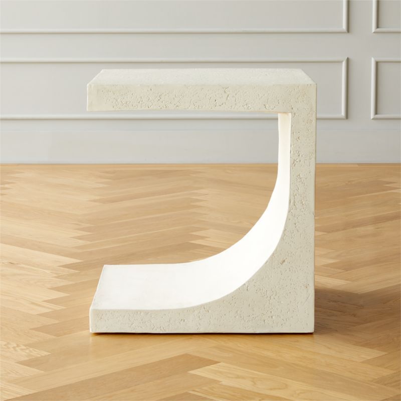 Slope White Cement Side Table | CB2 | CB2