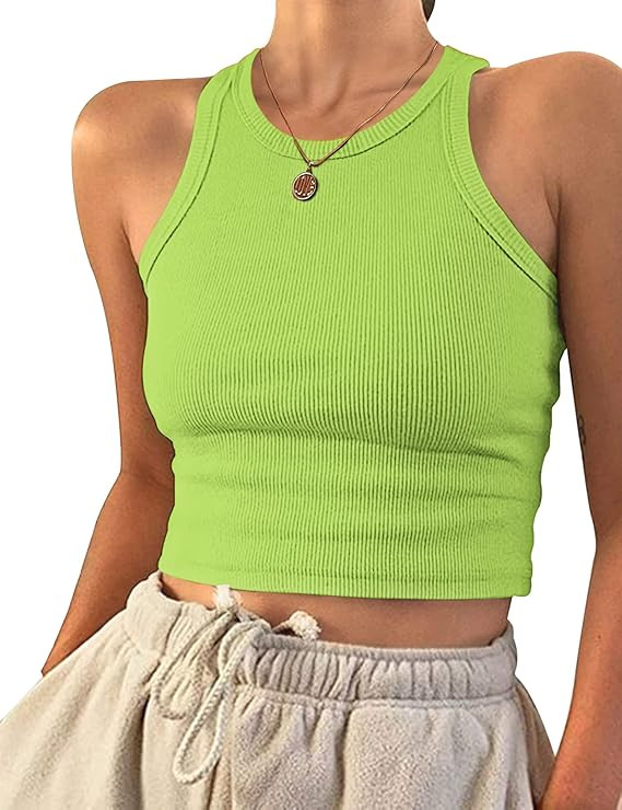 AUSELILY Womens Tank Top Womens Round Neck Basic Racerback Ribbed Tank Top Women | Amazon (US)