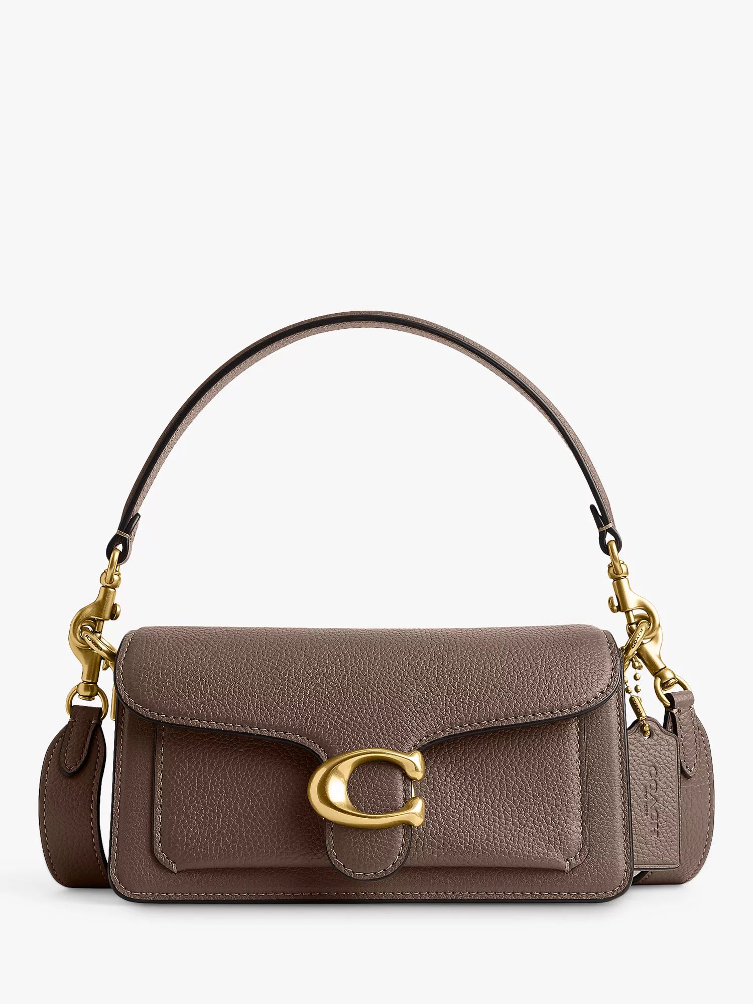 Coach Tabby 20 Leather Shoulder Bag, Dark Stone | John Lewis (UK)