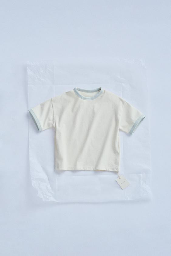 ZARA TIMELESS - SOLID T-SHIRT WITH CONTRAST TRIM | Zara US