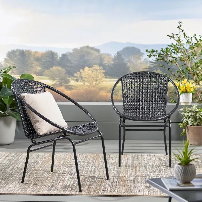 Java 2pk Faux Rattan Modern Club Chairs - Christopher Knight Home | Target