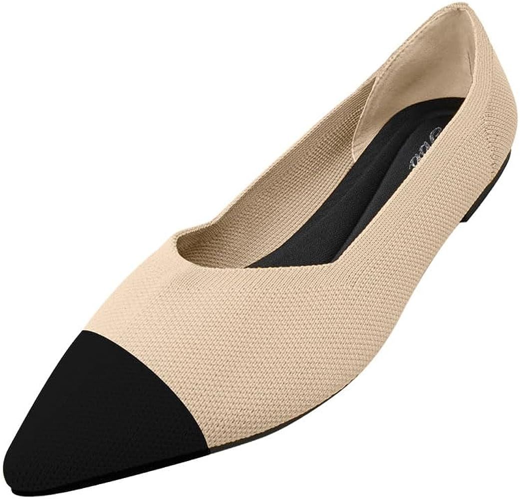 JBB Women's Flats Pointed Toe Ballet Shoes Comfort Dress Shoes Mesh Knit Slip On Flats Shoes | Amazon (US)