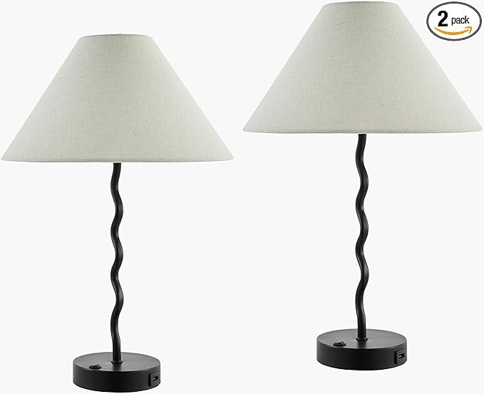 Mark&Day Table Lamps, Katoya Cottage Black Bedside Table Set of 2 Lamp for Nightstand Bedroom, Li... | Amazon (US)