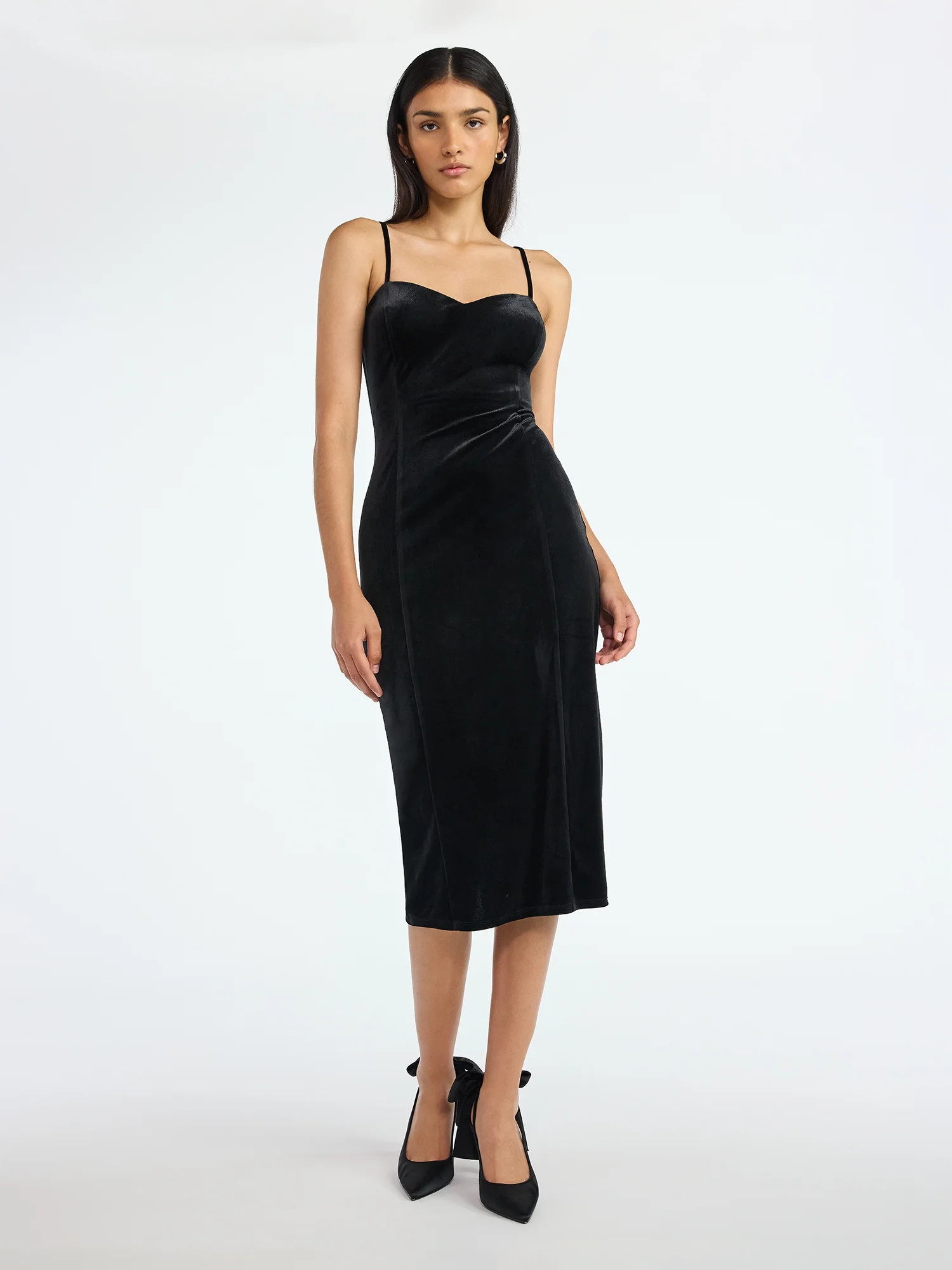 Scoop Women's and Women's Plus Stretch Velvet Bodycon Midi Dress, Sizes XS-4X | Walmart (US)