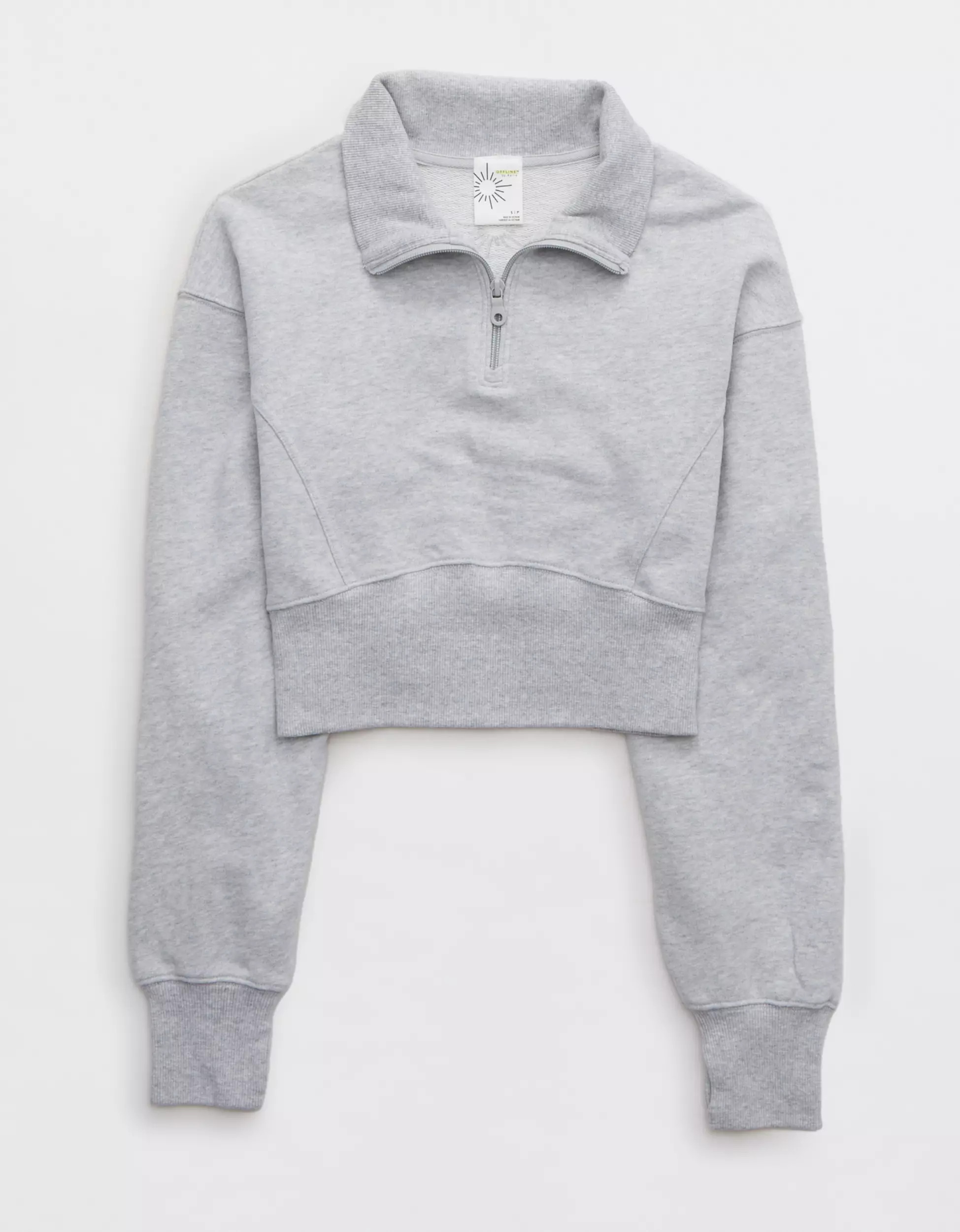 OFFLINE By Aerie Throw-Back Corset Cropped Quarter Zip | American Eagle Outfitters (US & CA)