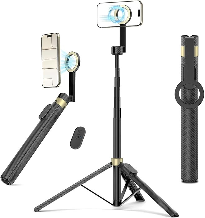 Vimose 65" Magnetic Tripod for iPhone, Selfie Stick Tripod with Remote, 360° Rotatable Extendabl... | Amazon (US)