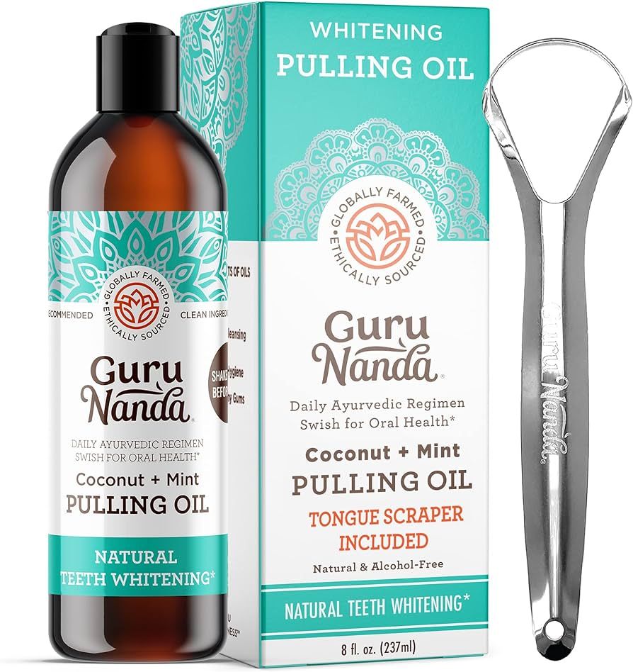 GuruNanda Oil Pulling (8 Fl.Oz) with Coconut Oil and Peppermint Oil for Oral Health, Healthy Teet... | Amazon (US)