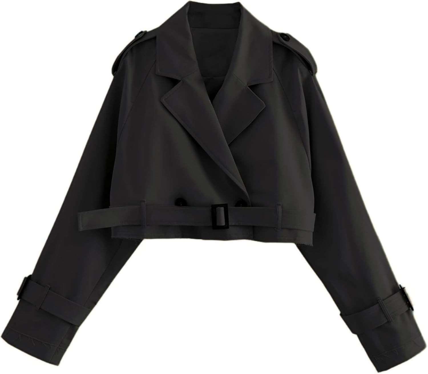 Xiaoxuemeng Women's Cropped Trench Coat Casual Double Breasted Short Jacket | Amazon (US)