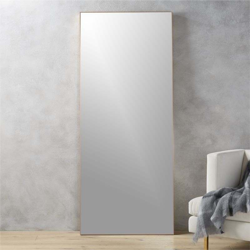 Infinity Modern Standing Brass Floor Length Mirror 32"x76" + Reviews | CB2 | CB2