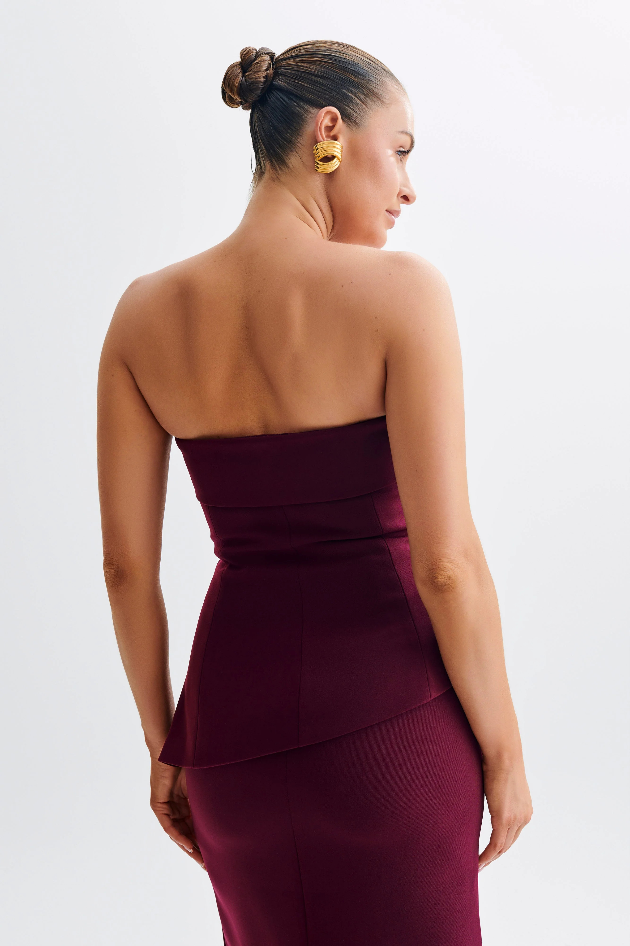 Micah Suiting Strapless Top - Plum | MESHKI US