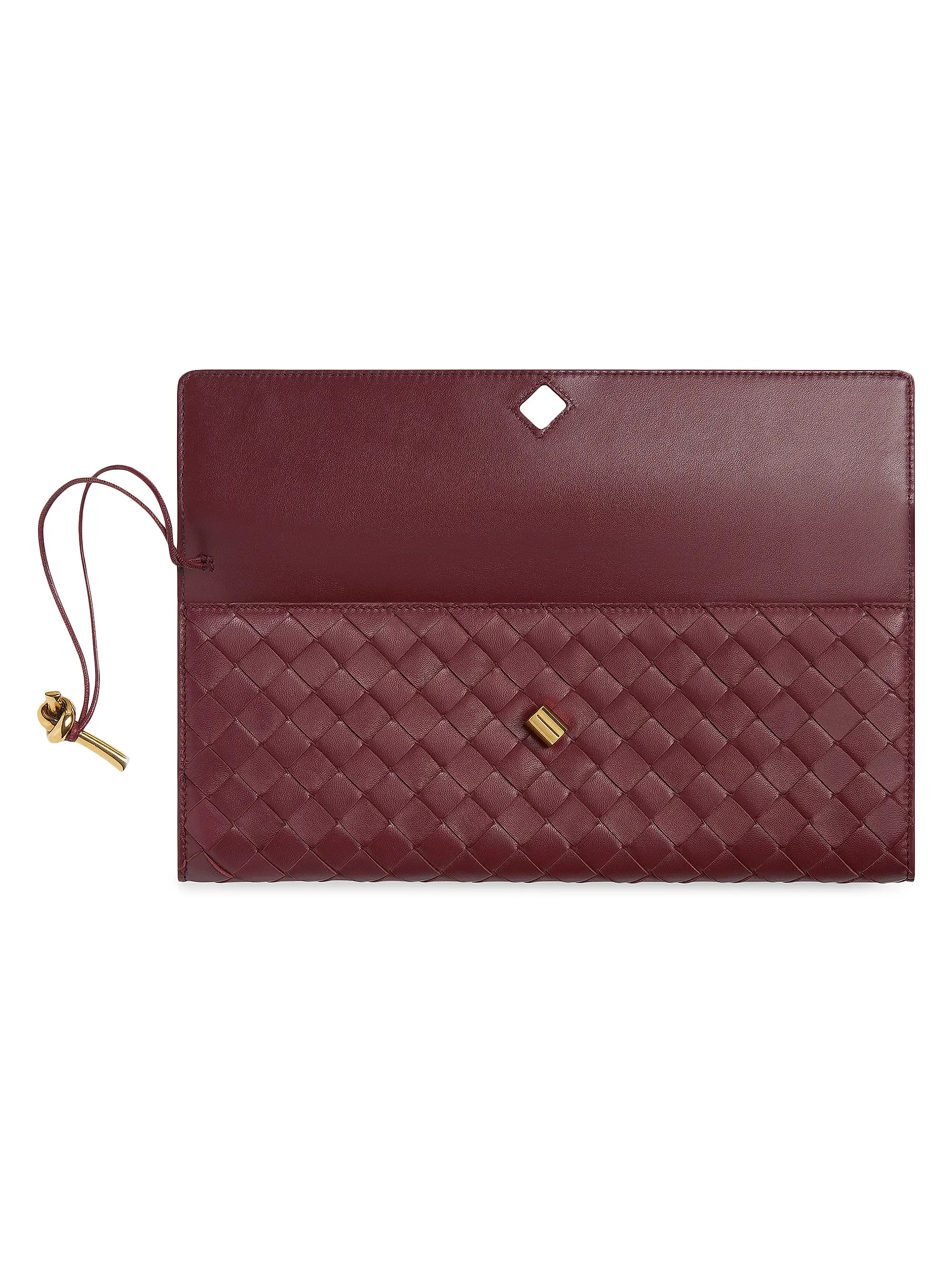 Bottega Veneta Andiamo Intrecciato Leather Top-Handle Clutch | Saks Fifth Avenue | Saks Fifth Avenue