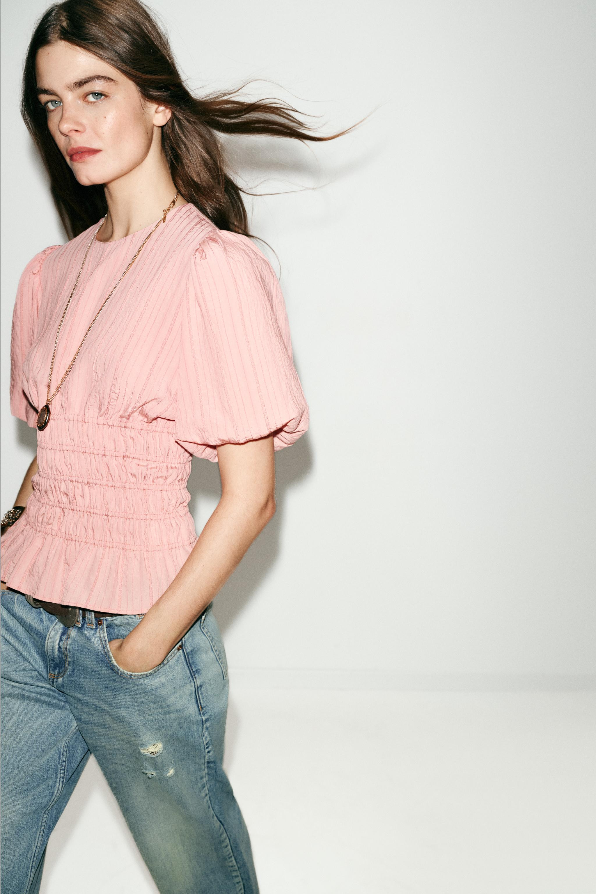 SMOCKED PUFF SLEEVE TOP | Zara US