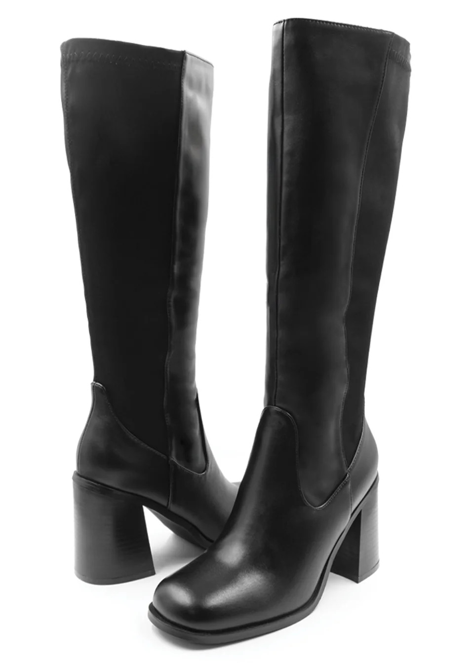 Where's That From Black Zhuri Block Heel Knee High Boots | Matalan (UK)