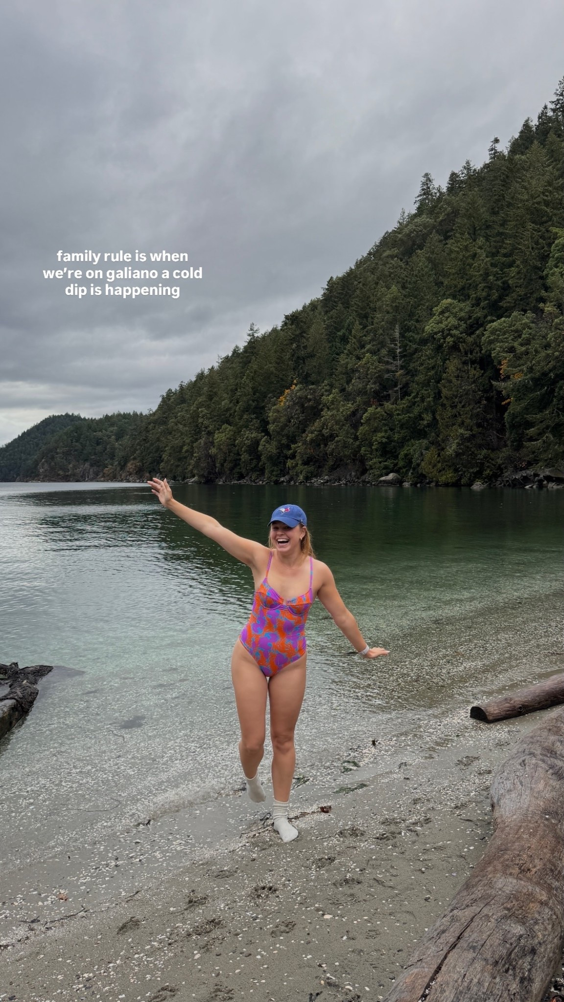 family rule is when we’re on galiano a cold dip is happening