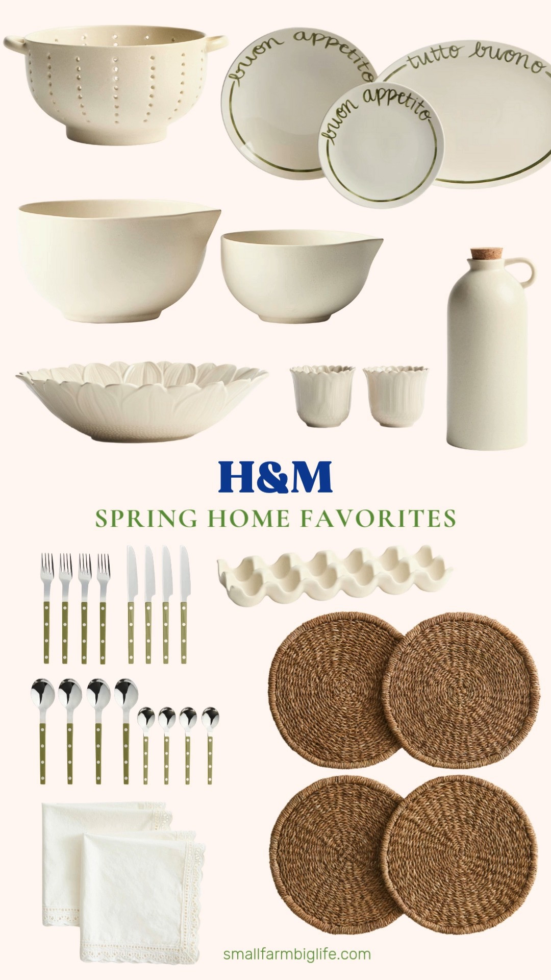 H&M Spring Home Favorites
Soft cream tones and timeless stoneware make everyday meals feel a little more special. From reactive glaze mixing bowls and serving pieces to lace trimmed napkins and seagrass placemats, these H&M home finds are perfect for spring entertaining and daily use. Save this for simple kitchen and table styling that feels warm, calm, and effortlessly put together ✨ 

 #LTKdayinmylife #LTKstorytime #LTKHome