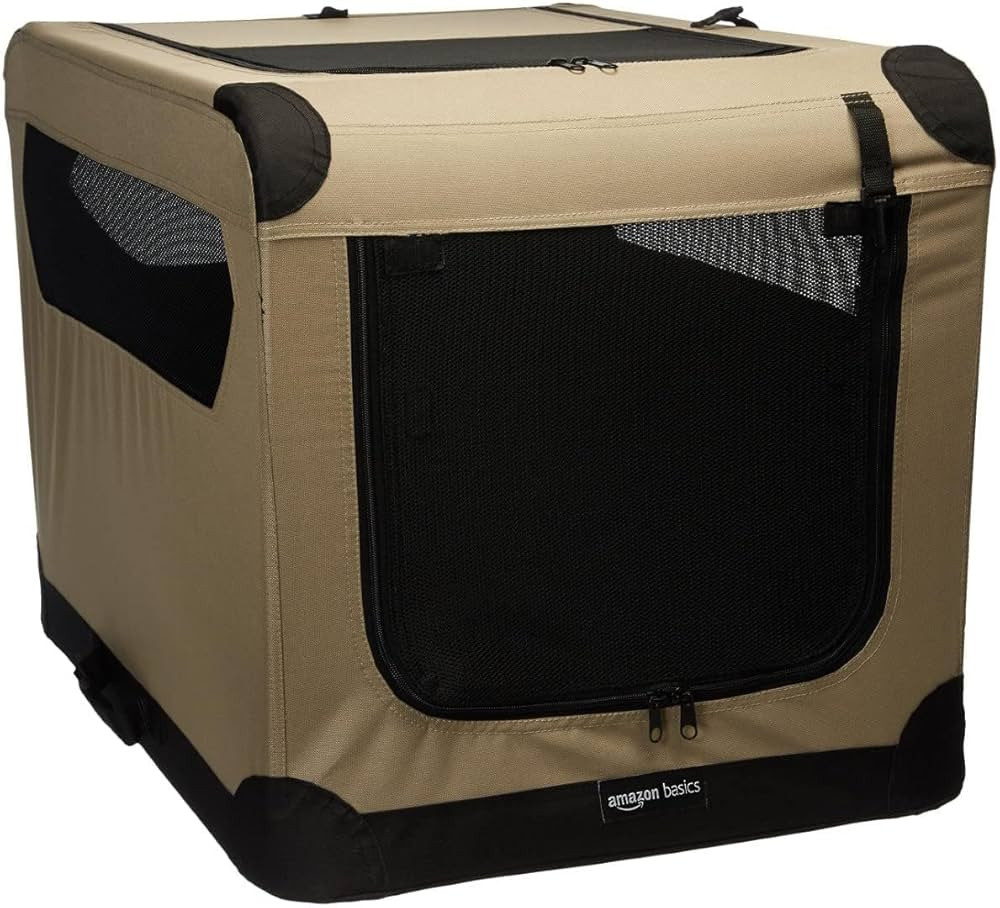 Amazon Basics 2-Door Portable Soft-Sided Folding Soft Dog Travel Crate Kennel, Medium (M 30" x 21... | Amazon (US)