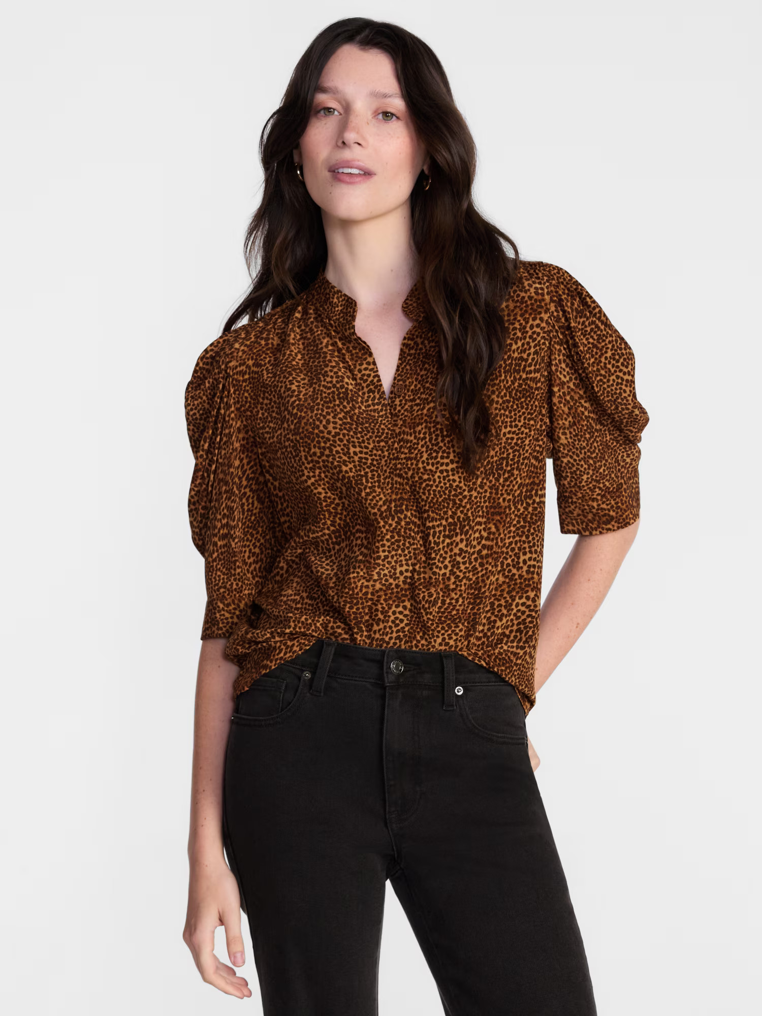 Scenario Women's Drapey Button Up Top with Short Sleeves, Sizes XS-XXXL - Walmart.com | Walmart (US)
