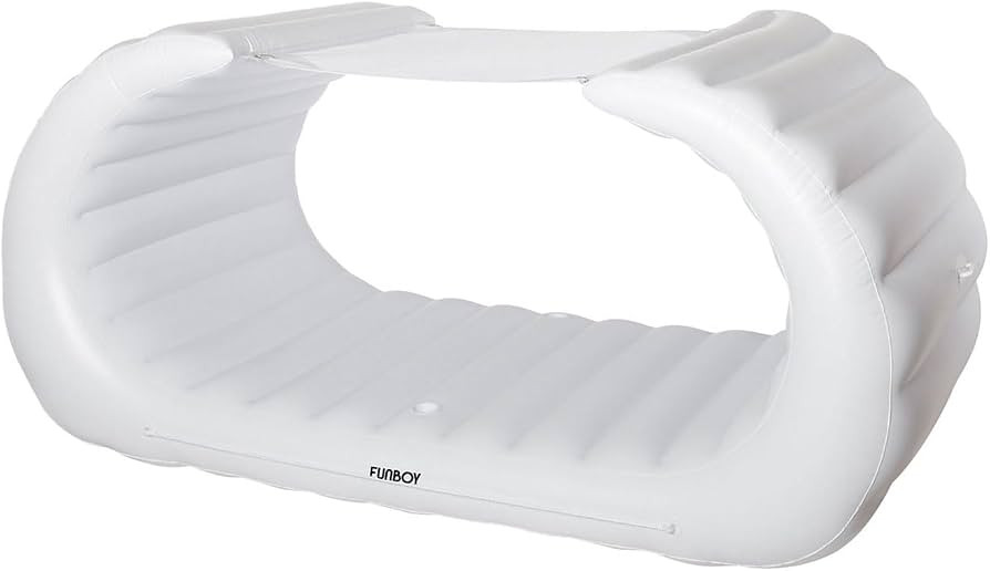 FUNBOY Giant Inflatable Luxury Bali Lounger Cabana Pool Float in White, Floating Bed, Two Cup Hol... | Amazon (US)
