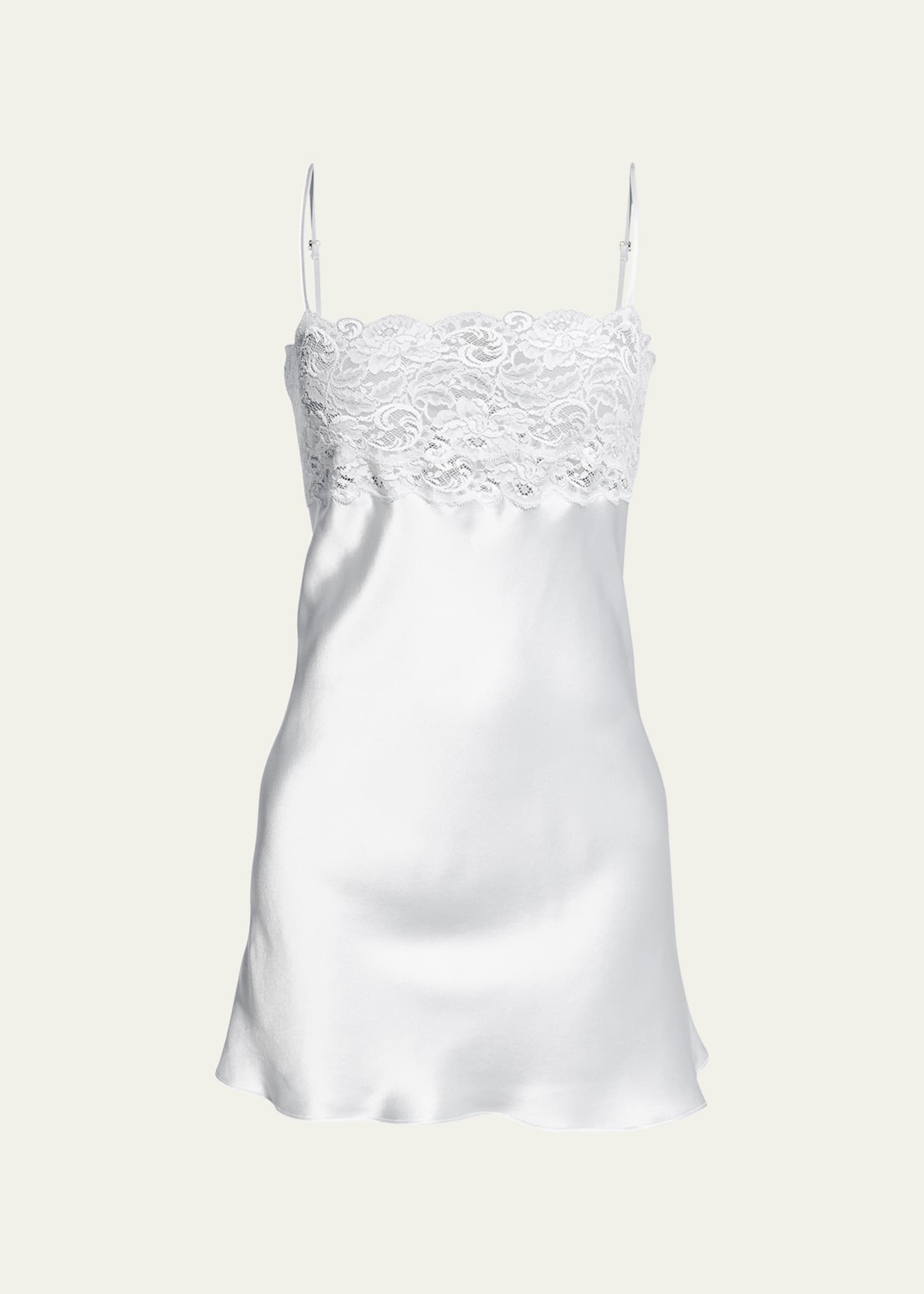 Christine Lingerie Bijoux Lace-Trim Silk Chemise | Bergdorf Goodman