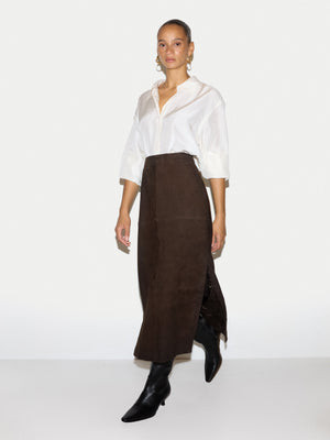 Suede Maxi Split Skirt  | Brown | Jigsaw (UK)