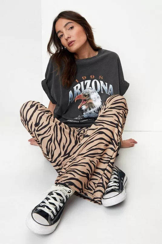 Petite Zebra Print Fit and Flare Pants | Nasty Gal (US)