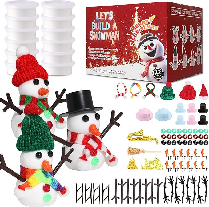 Build a Snowman Kit - Christmas Crafts, Modeling Clay DIY Kit, Creative Kids Air Dry Modeling Cla... | Amazon (US)